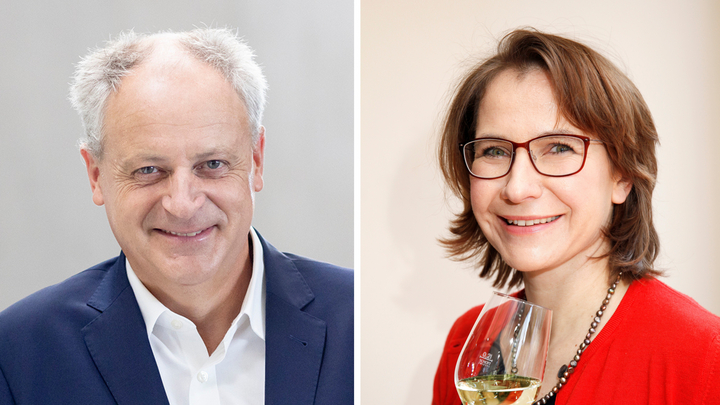 Peter Schmitz, Director of ProWein, and Prof. Simone Loose, Head of the Institute for Wine and Beverage Business at Geisenheim University. (Images: ProWein / Messe Düsseldorf / Geisenheim University)